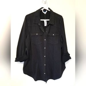 NWT Old Navy Black Denim Button Up Shirt Size Extra Large Tall